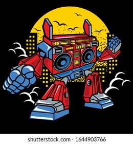 boombox robot illustration artwork design