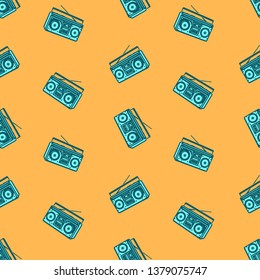 BOOMBOX SEAMLESS PATTERN COLOR ORANGE BACKGROUND