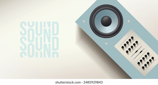 Boombox sound speaker 3d vector icon. Old fashioned box with vintage tuner buttons. Dance loud music festival, fm radio dj station. Professional broadcast equipment. Stereo mixer for live studio