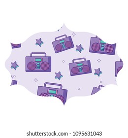 Boombox stereo and stars pattern