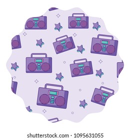 Boombox stereo and stars pattern
