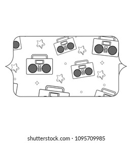 Boombox stereo and stars pattern