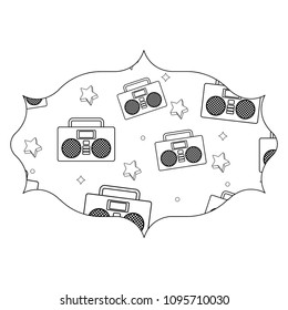 Boombox stereo and stars pattern