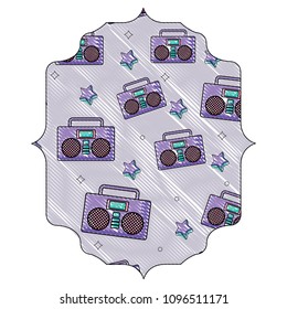 Boombox stereo and stars pattern