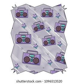 Boombox stereo and stars pattern