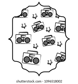 Boombox stereo and stars pattern