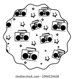 Boombox stereo and stars pattern