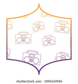Boombox stereo and stars pattern