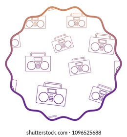 Boombox stereo and stars pattern