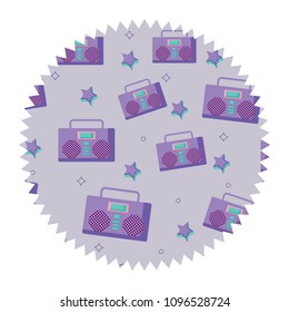 Boombox stereo and stars pattern