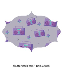 Boombox stereo and stars pattern