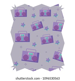 Boombox stereo and stars pattern