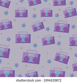 Boombox stereo and stars pattern
