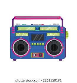 
Boombox. Tape recorder illustration. Musical instrument of the 90s. Retro music center.