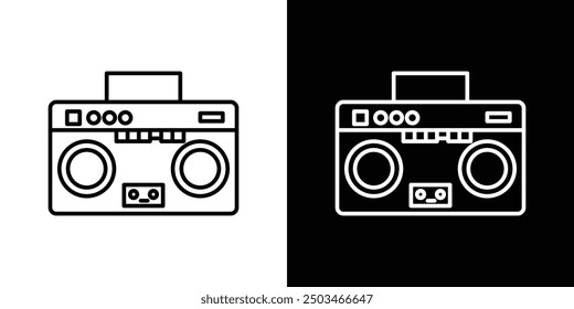 Boombox thin line vector icon set.