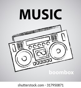 boombox vector drawing illustration retro sketch art
