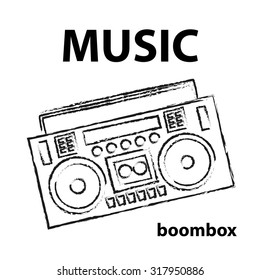 boombox vector drawing illustration retro sketch art