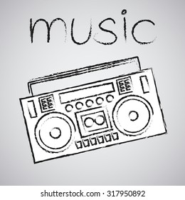 boombox vector drawing illustration retro sketch art