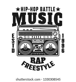 Hand Drawn 90s Themed Badge Boombox Stock Vector (Royalty Free) 606237005