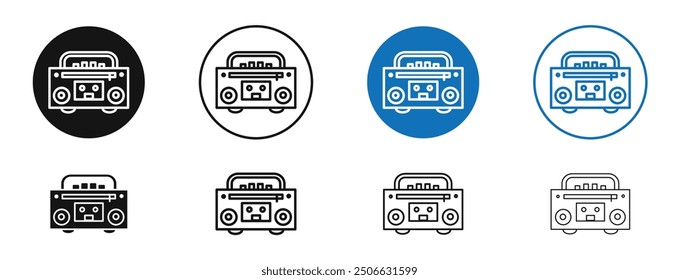 Boombox vector icon in black and blue colors