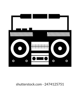 Boombox vector icon, black sign. On a white background