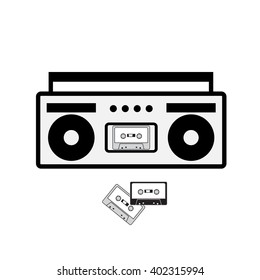 Boombox vector icon isolated on white. 