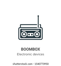 Boombox vector icon on white background. Flat vector boombox icon symbol sign from modern electronic devices collection for mobile concept and web apps design.