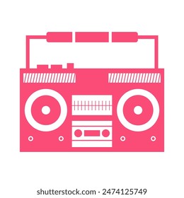 Boombox vector icon, pink sign. On a white background