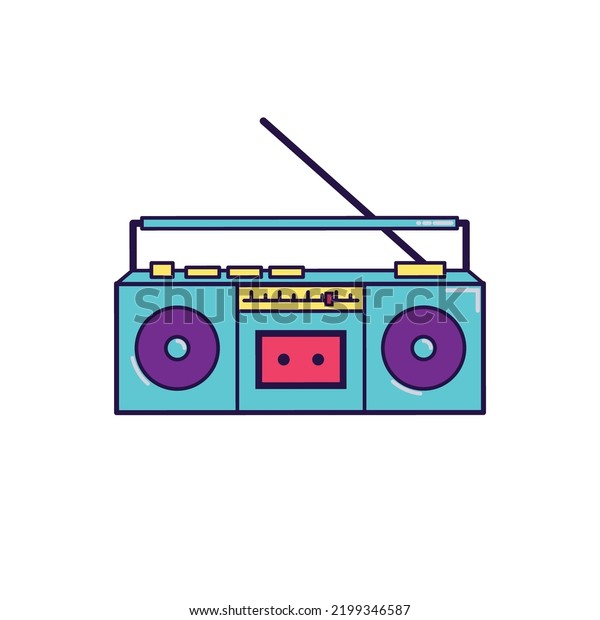 Boombox Vector Illustration 80s 90s Radiocassette Stock Vector (Royalty ...