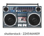 Boombox vector illustration. 80s technology. 90s music player. Retro style 90s boombox illustration.