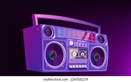 Boombox vector illustration. 80s technology. 90s music player. Retro style 90s boombox illustration.