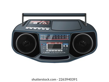 Boombox vector illustration. 80s technology. 90s music player. Retro style 90s boombox illustration.