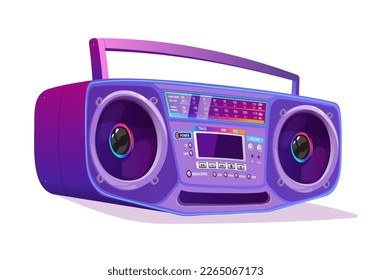 Boombox vector illustration. 80s technology. 90s music player. Retro style 90s boombox illustration.