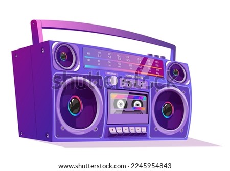 Boombox vector illustration. 80s technology. 90s music player. Retro style 90s boombox illustration.