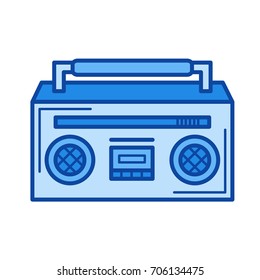 Boombox vector line icon isolated on white background. Boombox line icon for infographic, website or app. Blue icon designed on a grid system.