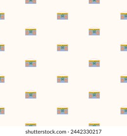 Boombox vector pattern. Music player seamless repeat pattern background. Perfect for fabric, wallpaper, wrapping paper, scrapbooking projects.