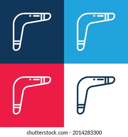 Boomerang blue and red four color minimal icon set