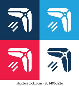 Boomerang blue and red four color minimal icon set