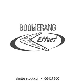 Boomerang Effect Logotype, Vector Graphic Art Shape, Monochrome Retro Style Badge Design, Illustration Isolated On White Background.