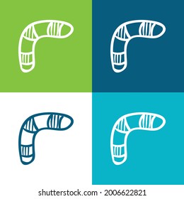 Boomerang Flat four color minimal icon set
