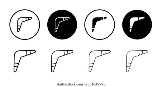 Icono de boomerang Vector de contorno blanco y negro