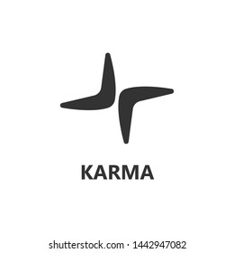 Boomerang Icon. Isolated Karma Logotype. Flat Vector Illustration.