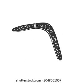 Boomerang Icon Silhouette Illustration. Australian Culture Vector Graphic Pictogram Symbol Clip Art. Doodle Sketch Black Sign.