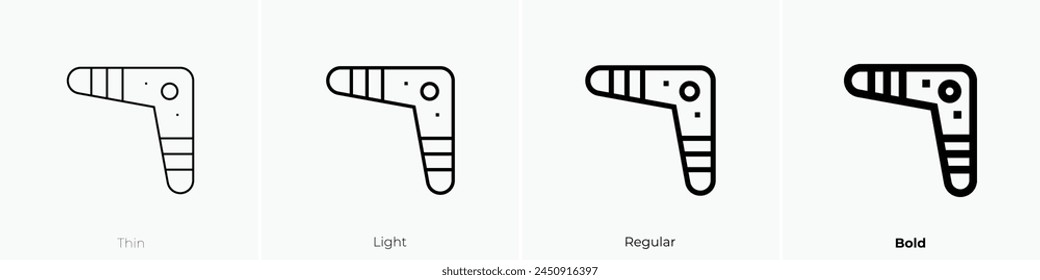icono búmeran. Diseño de estilo fino, ligero, regular y audaz aislado sobre fondo blanco