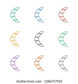 boomerang icon white background. Editable line boomerang icon from baby. Trendy boomerang icon for web and mobile.