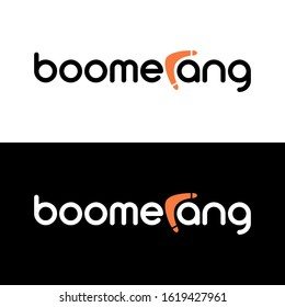 Boomerang Logo Concept, Clever Typography Logo Design Vector