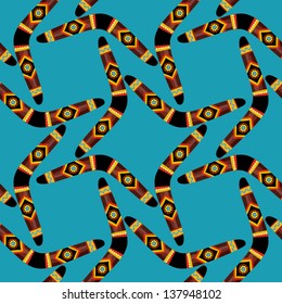 Boomerang Seamless Pattern on blue background