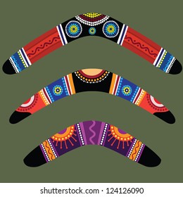 Boomerangs with aboriginal design