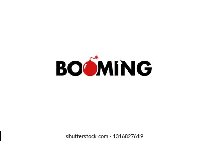 Booming Logo With Boom Icon On O Letter  And Arrow On IN Letter