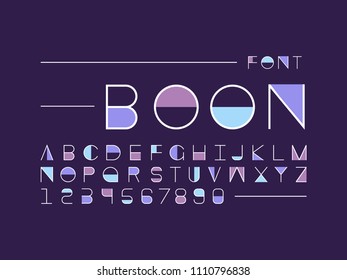 Boon blue font. Vector alphabet letters and numbers. Typeface design. 
